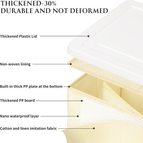 Homsorout Large Clothes Storage Bins - Decorative Storage Containers with Lids | 2 Pack in Beige Yellow