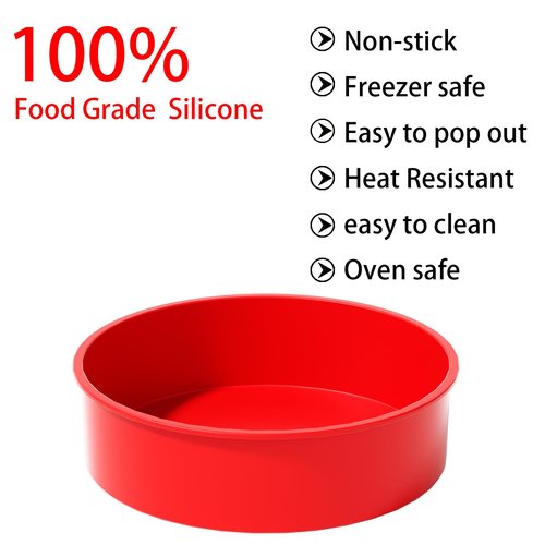 AVIDON 8 inch Cake Pans- Silicone Round Cake Molds for Layer Cake, Cheese Cake and Chocolate Cake, Non-stick and dishwasher safe silicone baking pans (1)