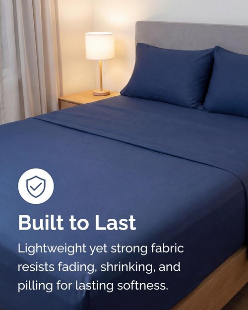 Lightweight Bed Sheet Set by [Brand Name] - Cooling Twin XL Bedding for Hot Sleepers - Breathable with Deep Pockets - Navy Blue
