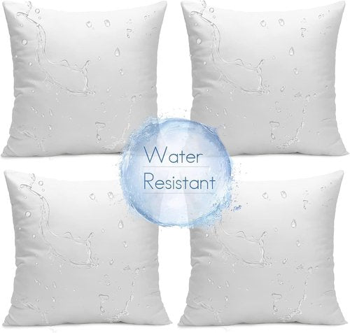 Ashler Outdoor Pillow Inserts - Waterproof Hypoallergenic Set of 4 | 18 x 18 Decorative Cushions for Patio