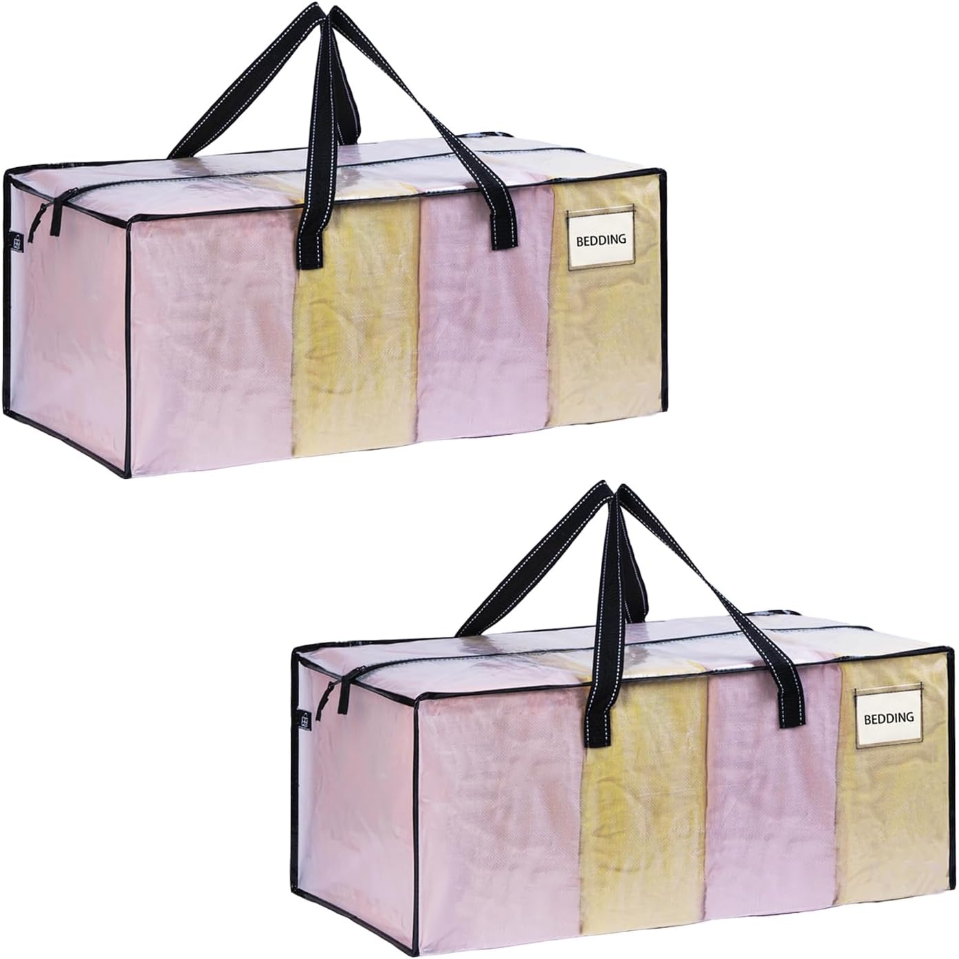 VENO Heavy Duty Moving Bags - Clear Christmas Storage Bins with Lids | 2 Pack for Clothes & Blankets