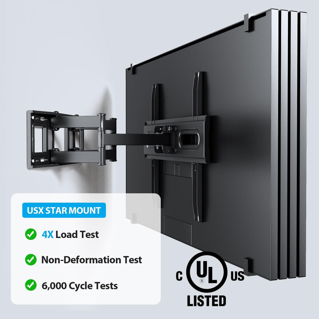 USX STAR Full Motion TV Wall Mount Bracket - Fits 32-70 Inch TVs, Swivel & Tilt, Max VESA 400x400mm, 110 lbs Capacity