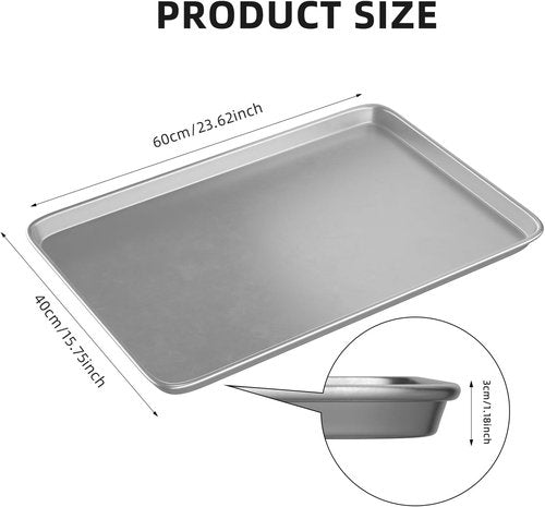 CROSSON Cookie Sheet Pans Set of 3 - Commercial Grade Aluminum Baking Trays | 16x24 Inch Jelly Roll Pan