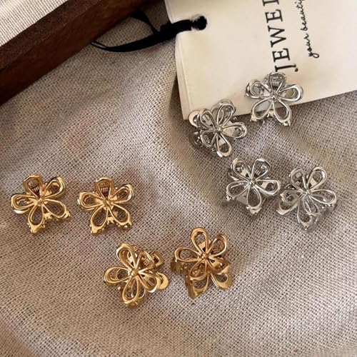RUSTAMM Mini Flower Metal Claw Hair Clips 10-Pack for Thin & Thick Hair