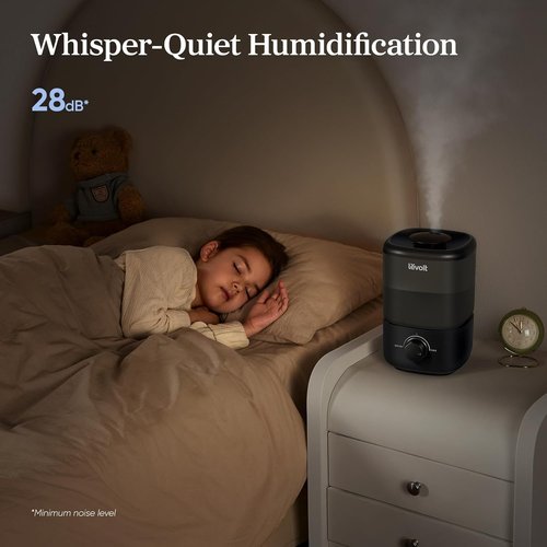 LEVOIT Ultrasonic Cool Mist Humidifier - Easy Fill & Clean, Quiet Operation, 2.5L Capacity, Black