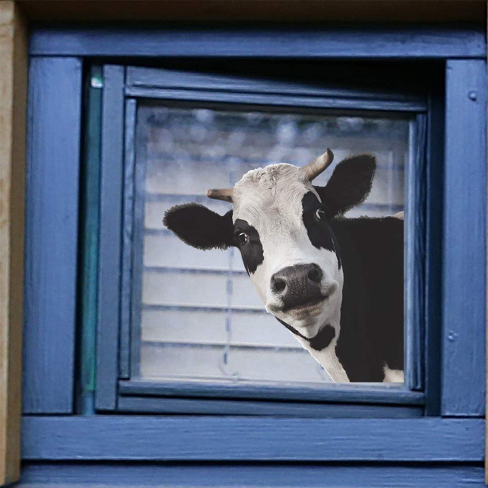 Cute Cow Window Decals, Farmhouse Animal Themed Stickers, Cow Lover Window Cling for Farmhouse Classroom Office Kids' Room, Perfect for Home Decor, Birthday Gift Idea