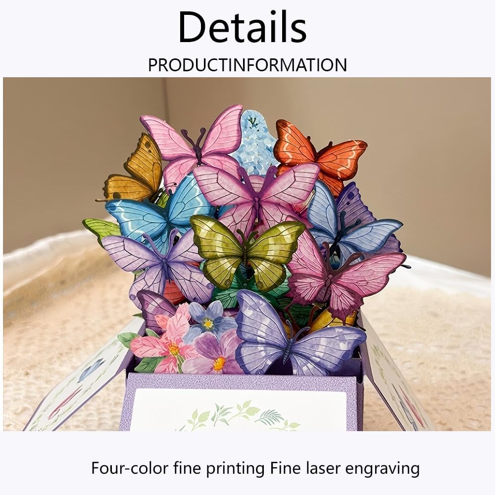 Regine Switzerland Pop-Up Greeting Cards - Butterfly & Bouquet Design with Envelopes | Perfect for Family & Friends