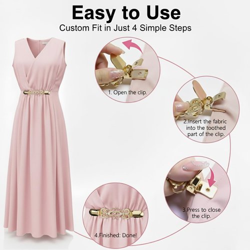 4 Piece Set Cinch Clips,Waist Cincher Clip for Women to Tighten Dresses Pants Scarf Shawl