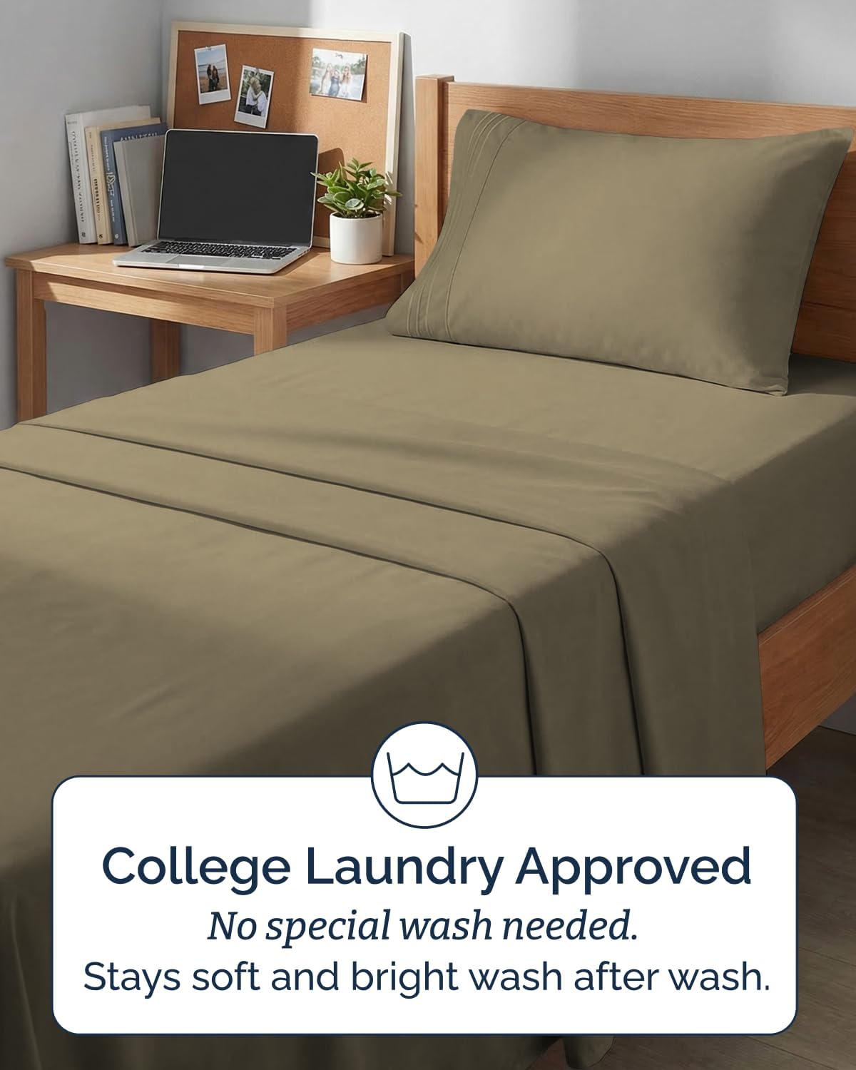 Skiennix Twin XL Sheet Set - Comfy Cooling & Breathable Bedding - Ultra-Soft, Deep Pockets - Khaki