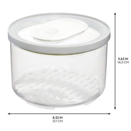 iDesign Small and Large Round Fridge Produce Bins with Removable Drainage Trays - Set of 2 - Gray