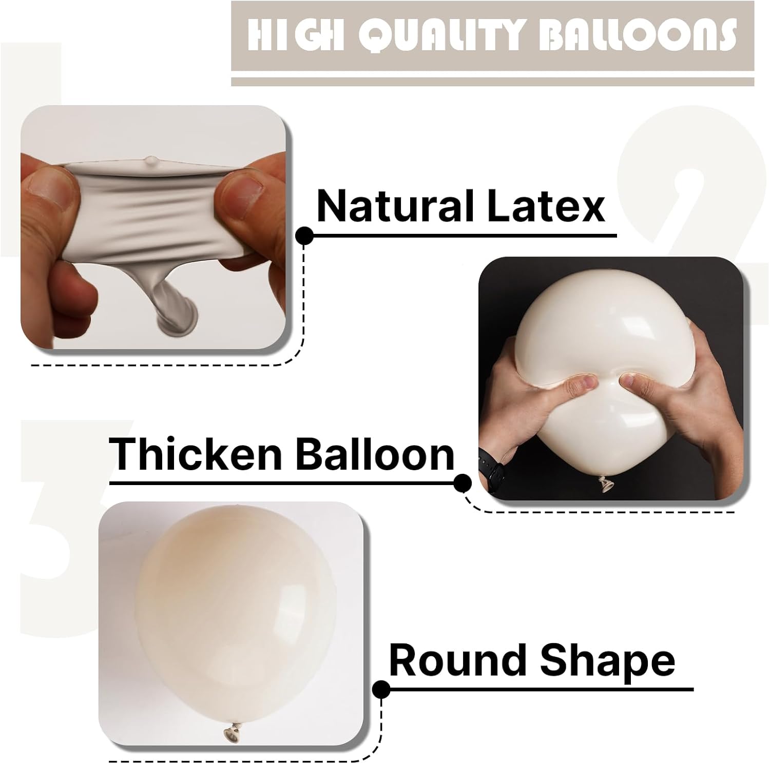 PartyWoo White Sand Balloons - 101pcs 12 Inch Off White Beige Cream Latex for Weddings & Events
