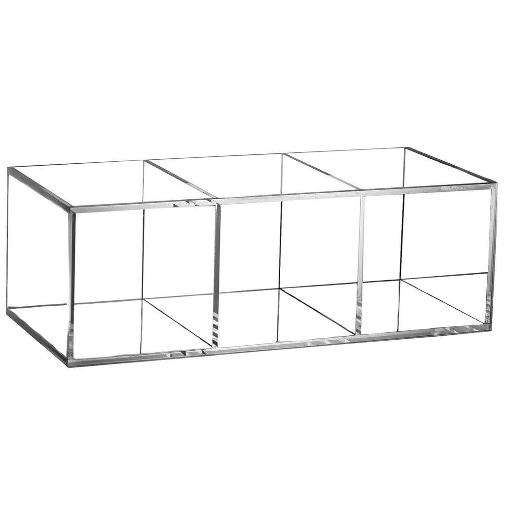 Tbestmax Makeup Brush Holder - Clear Organizer with 3 Slots for Vanity Storage