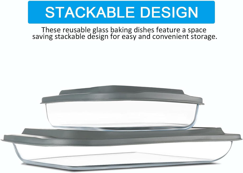 7-Piece Glass Bakeware Set - Oven-Safe Baking Dishes with Lids | Includes Loaf Pan, Pie Plate & Roasting Pan