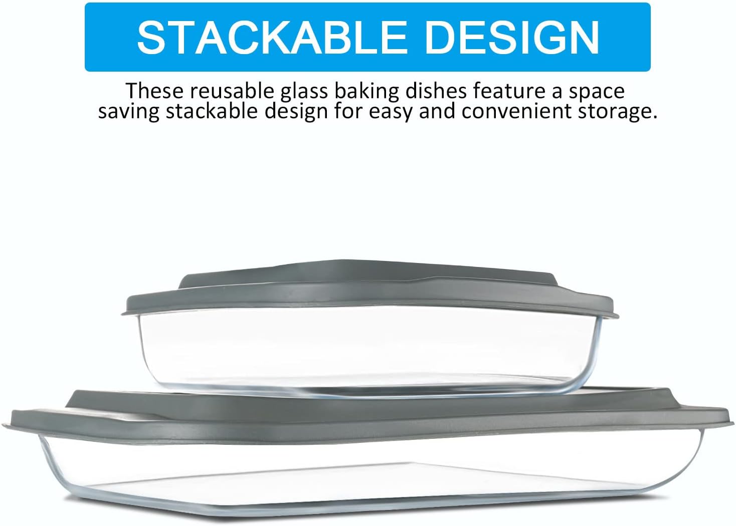 7-Piece Glass Bakeware Set - Oven-Safe Baking Dishes with Lids | Includes Loaf Pan, Pie Plate & Roasting Pan