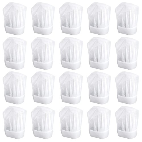 20pcs Paper Chef Hats for Kids Disposable Chef Hats Bulk White DIY Chefs Hat for Baking Cooking Activity Pizza Party Girls Boys
