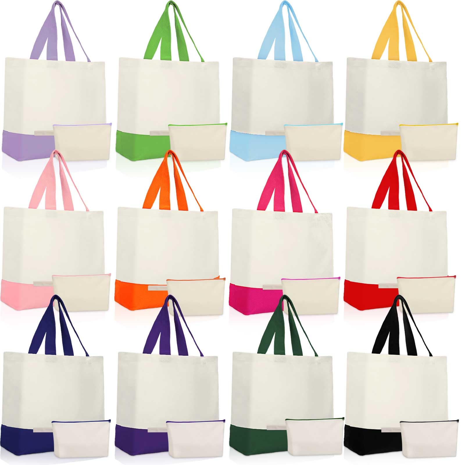 Sanwuta 24 Pcs Canvas Tote Bags Bulk 18.5" Cotton Cosmetic Bags Reusable Shopping Tote with Handles(Multicolor)