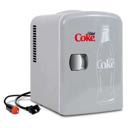 Koolatron Diet Coke Mini Fridge - Refrigerator for Bedroom Skincare Office, Portable Table Top Beverage Cooler, 12V 110V Refrigerador For Drinks, Soda, Wine, Use In Car, Dorm, Outdoor, Patio, 6 Can