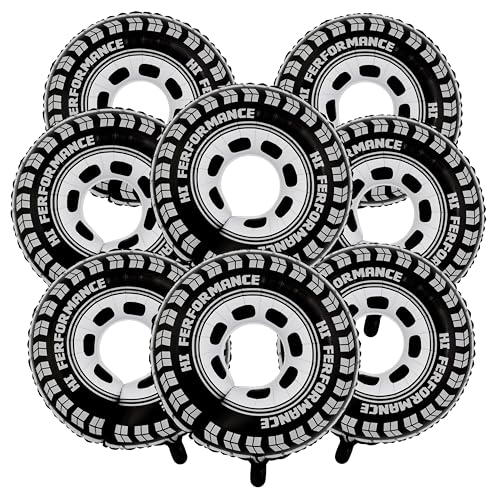 TUJKGBA 8 Pack 30 Inch Race Car Tire Balloons - Foil Balloons for Racing Theme Party, Birthday & Event Decorations (Variation: Wheel)