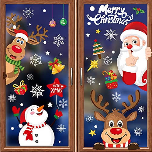 Christmas Window Clings 256pcs Holiday Decals Reusable Double-Sided Window Decorations