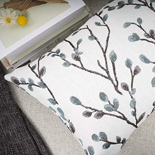 Teal Leaf Jacquard Decorative Throw Pillow Cover, 12x20 inches