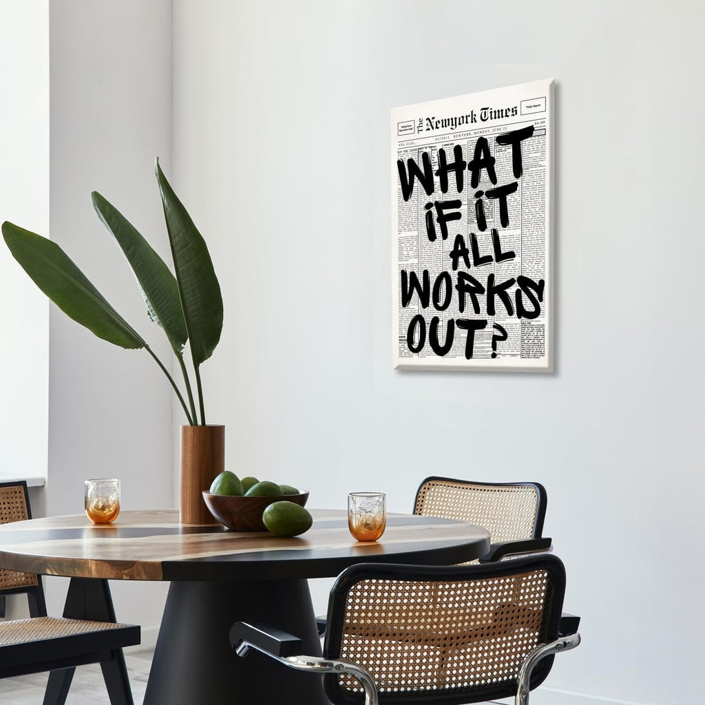 Skiennix Retro Black and White Newspaper Wall Art - Positive Quote Canvas Print | 12x18 Inch Unframed Aesthetic Decor