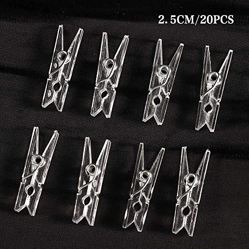 20 Clear Plastic Mini Clothes Pins for Crafts & Laundry