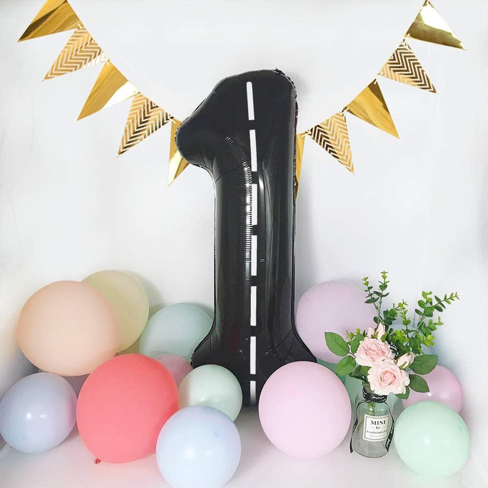 Number Balloons - 40 Inch Black '1' Balloon for 1st Birthday Party Decorations & Baby Showers