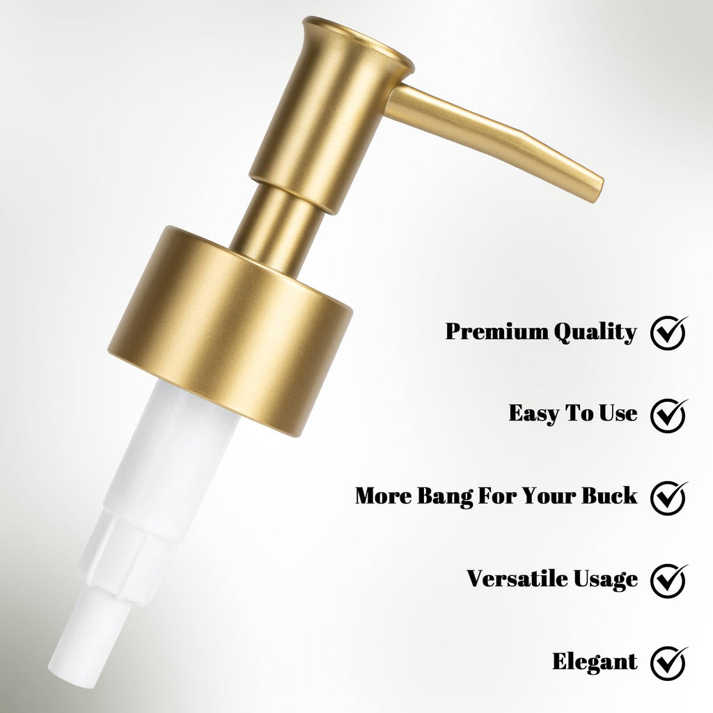 Plastic Soap Dispenser Pump Replacement for Standard 28/400 Thread Size for Your Lotion or Dish Soap Refill Dispenser Kitchen Bathroom 2 Pack(Gold)