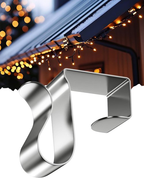 Gutter Clips | 50 Pcs Metal Christmas Light Clips - Weatherproof Outdoor Hanging Solution for Seasonal Decor