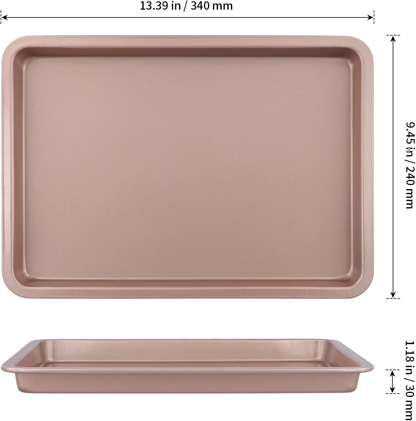 Sheutsan Gold Baking Sheet Pan - 4 Pack Carbon Steel Oven Trays, 13 x 9 x 1 Inch for Cookies & Roasting
