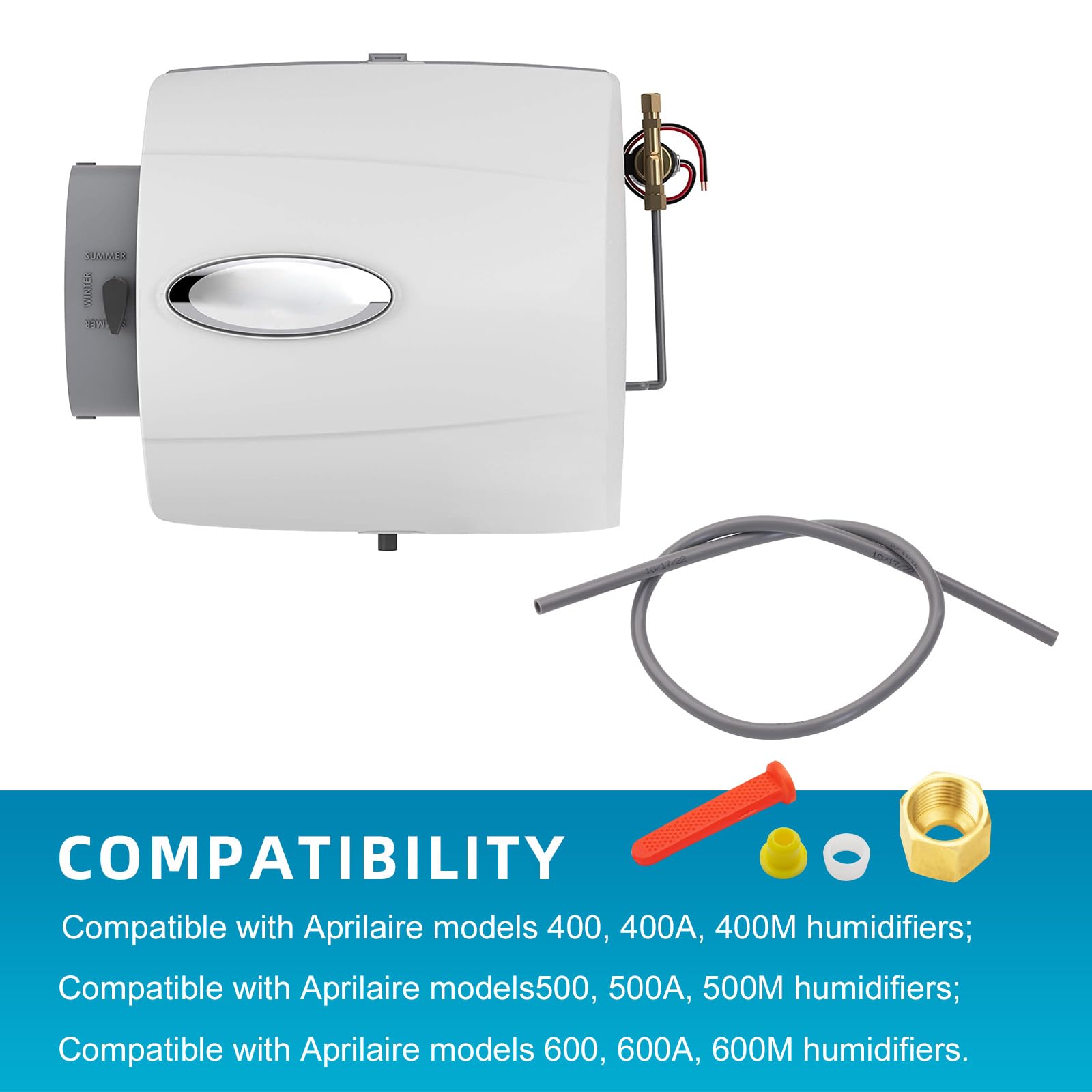 URYKEC 4335 Feed Tube Set, Includes Compression Sleeve and Nut (4335), in Line Strainer (4004), Yellow Orifice (4231), for Aprilaire Humidifier Models 400, 500, and 600.