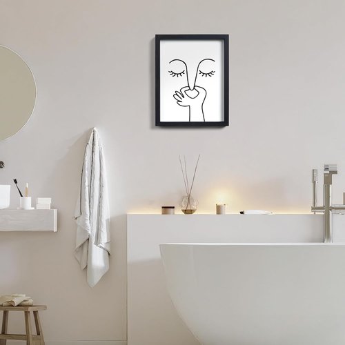 HKBS Framed Black and White Bathroom Wall Art - Stylish Toilet Decor | 10"x8" for Home & Apartment