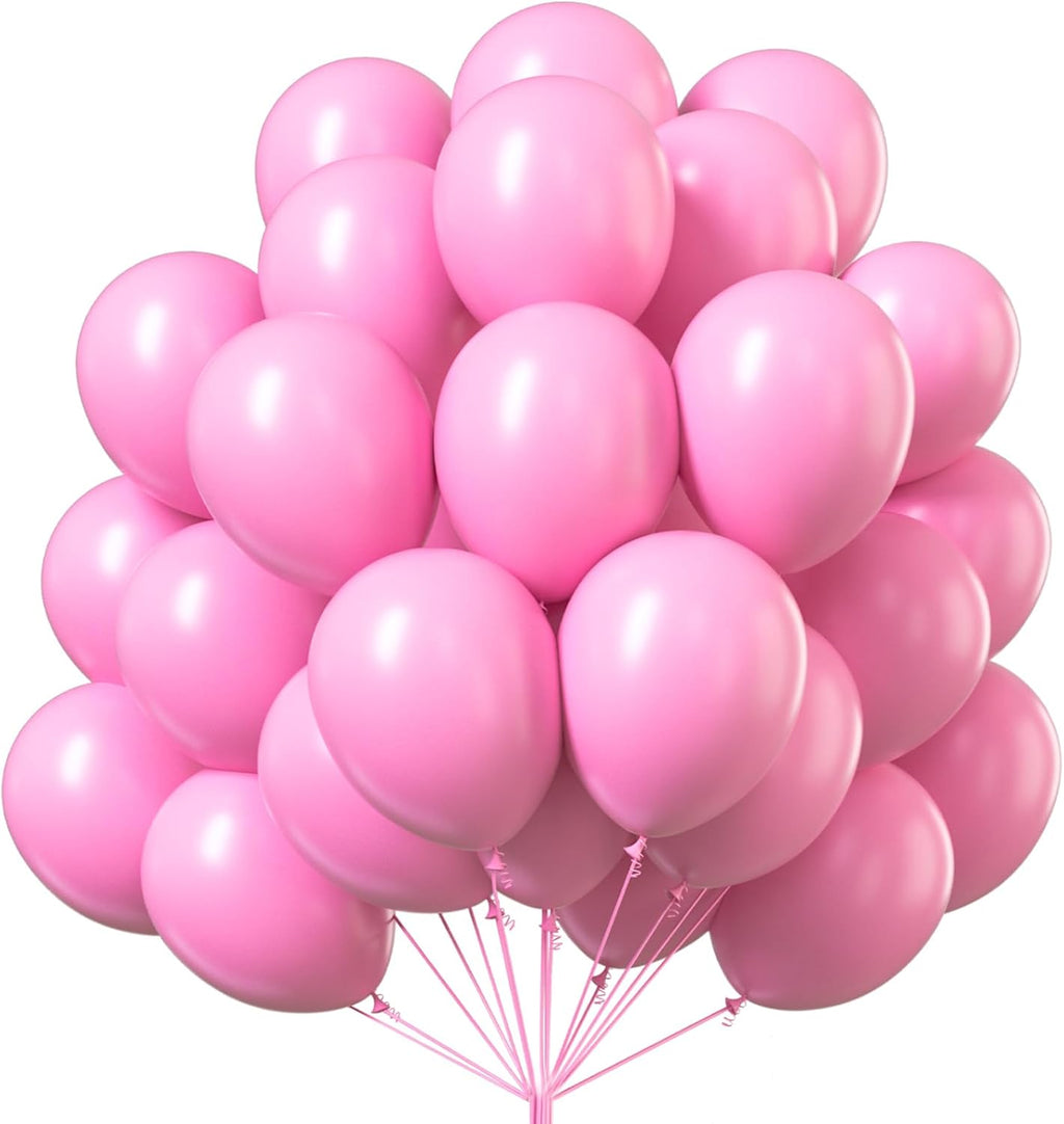 PartyWoo Pink Balloons - 101pcs 12 Inch Matte Pink Balloon Arch Kit for Baby Shower & Birthday Celebrations