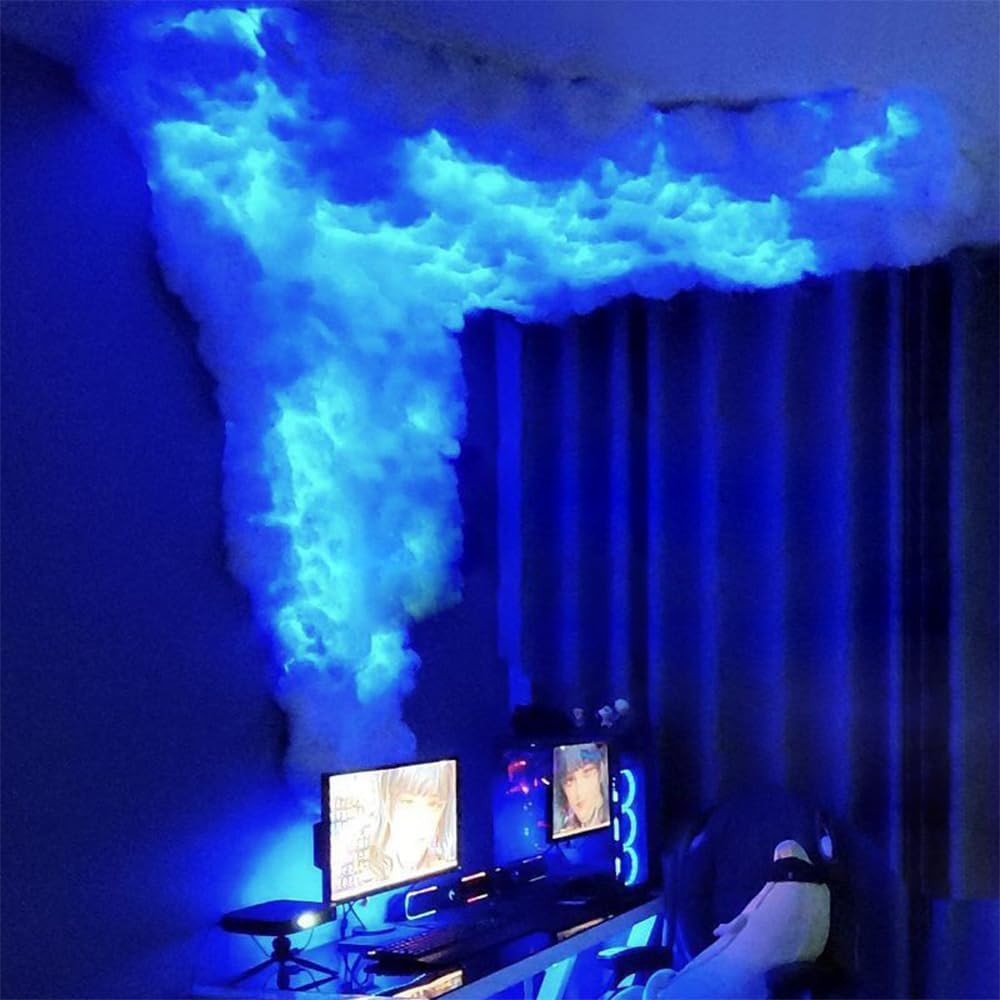 Skiennix 3D Thundercloud Storm Ceiling Light - Music Sync Fluffy Cloud Decor for Gaming Room | Bedroom Night Light