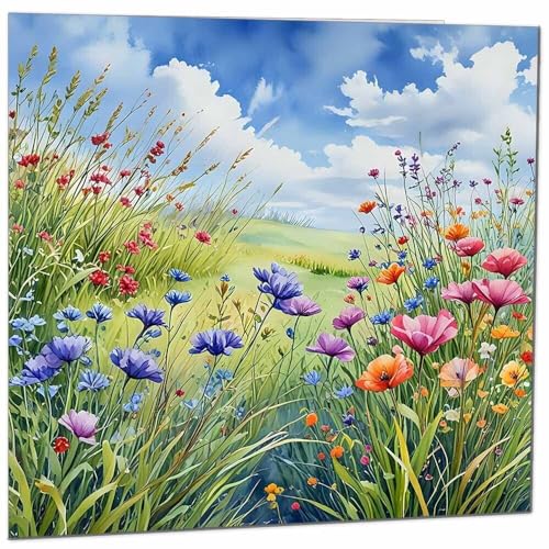 Premium Eco-Friendly Birthday Greeting Card - Nature Flowers