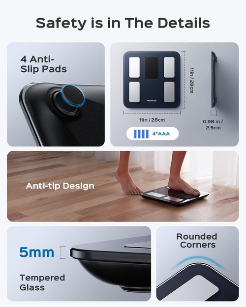 Masmssm Smart Scale for Body Weight, FSA&HSA Eligible, Bathroom Digital Weighing Scale with 8-in-1 Large Display, 22 Metrics with BMI, Body Fat, Heart Rate, Compatible with iOS & Android