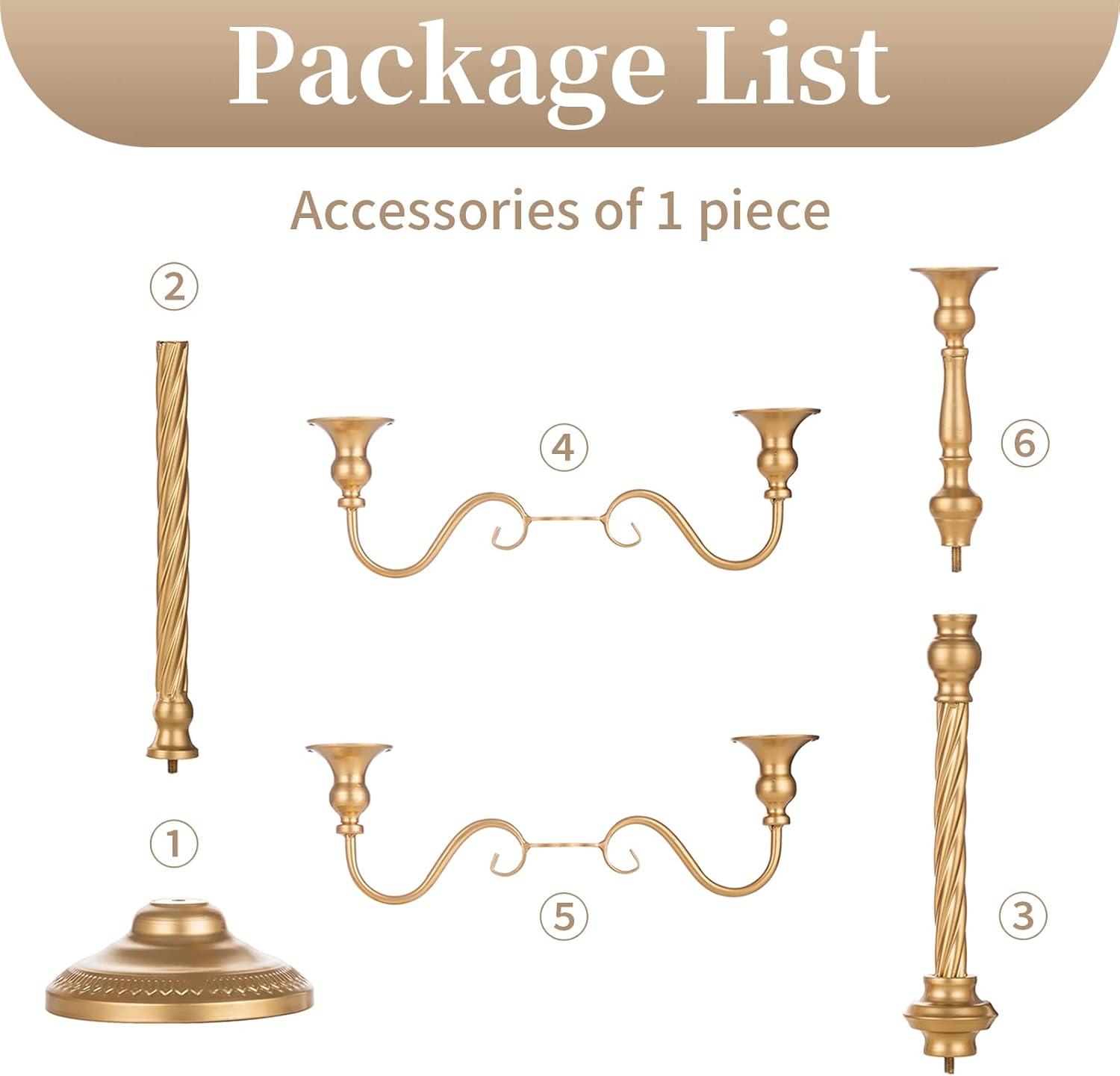 Sziqiqi Gold Floor Candelabra | Tall 5-Arm Candle Holder for Elegant Centerpieces