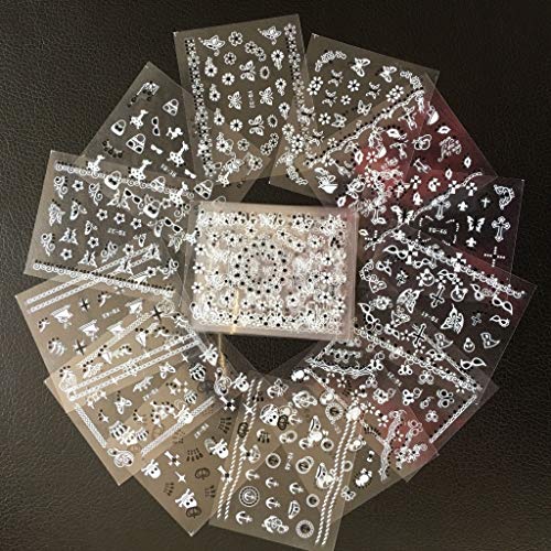 Valuu 50 Sheets Self-Adhesive 3D Nail Art Stickers Flower Decals