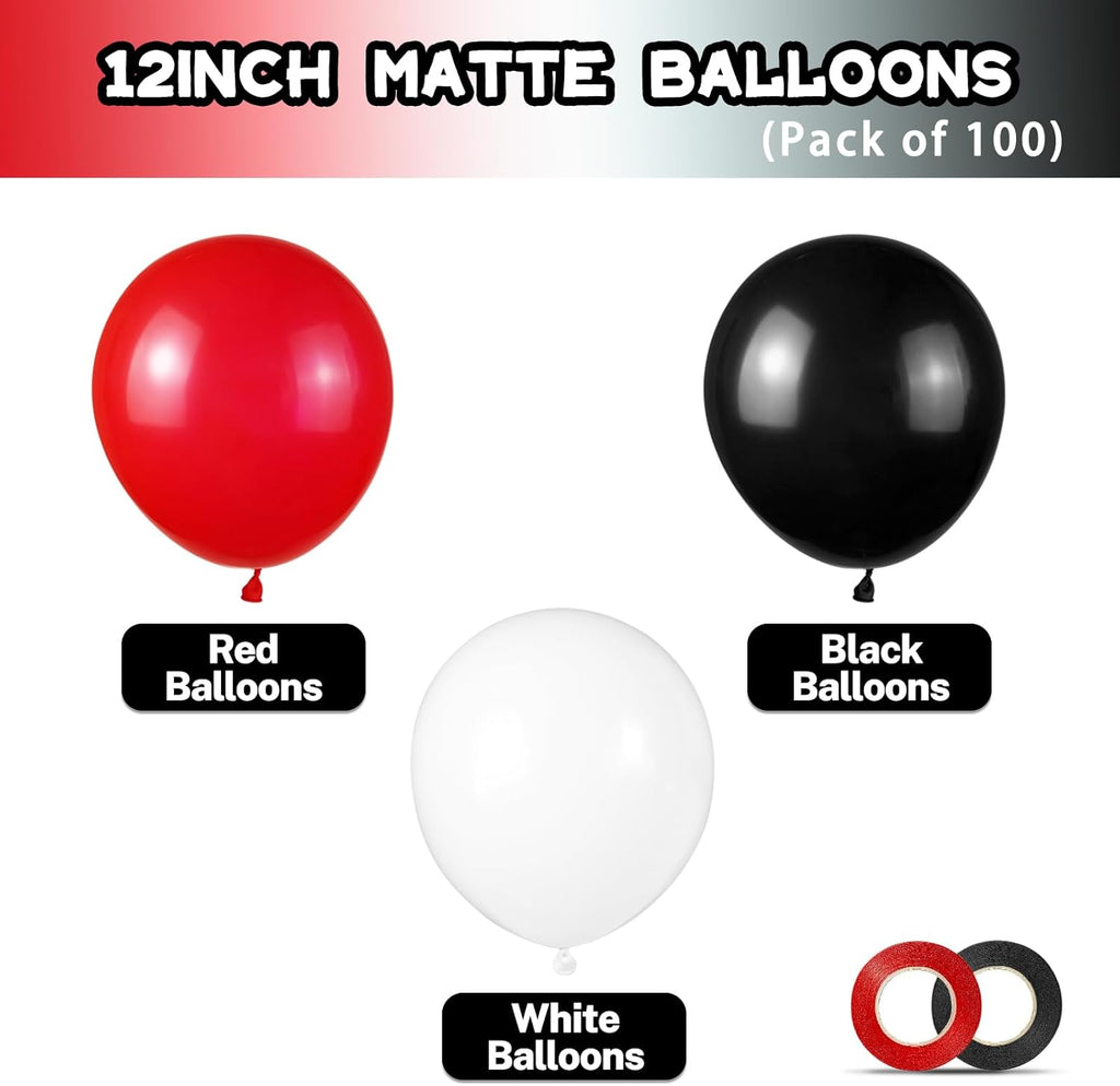 Matte Black & Red Balloons by [Brand Name] - 100-Pack 12-Inch Latex Balloons for Birthday & Graduation Decor
