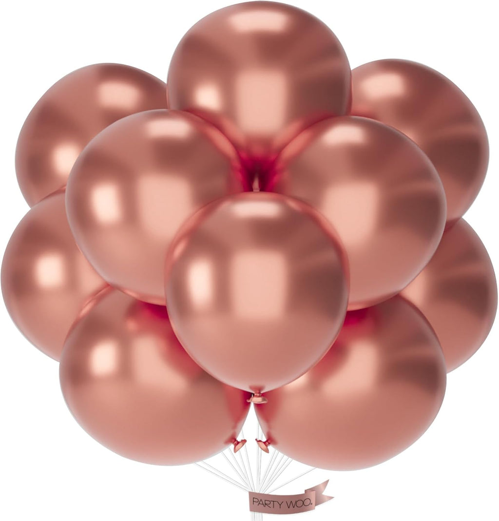 PartyWoo Rose Gold Balloons - 20pcs 18 Inch Metallic Chrome for Weddings & Celebrations