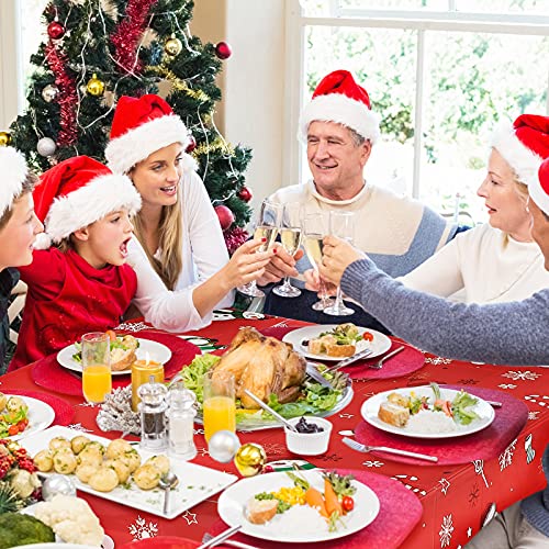 Irenare 3-Piece Christmas Snowman Tablecloth Set - Red, Waterproof Plastic