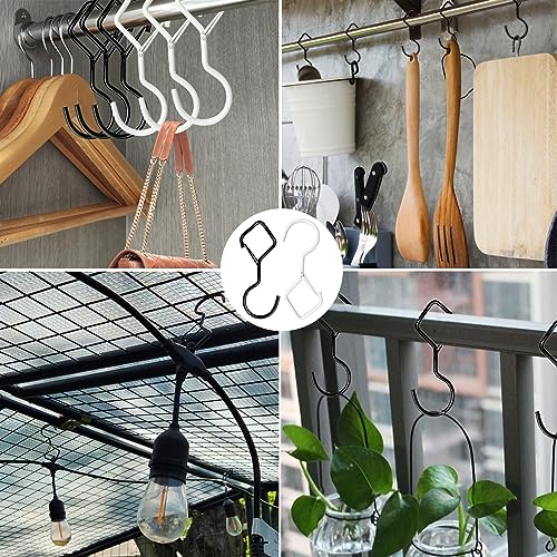 Ticway 4-Inch Heavy Duty S Hooks with Safety Buckle - Black (12 Pack)