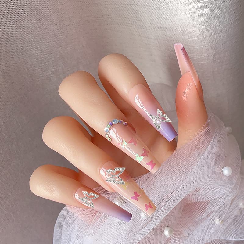 Silver Butterfly Nail Charms 50 Pcs 3D Alloy Nail Art Jewels