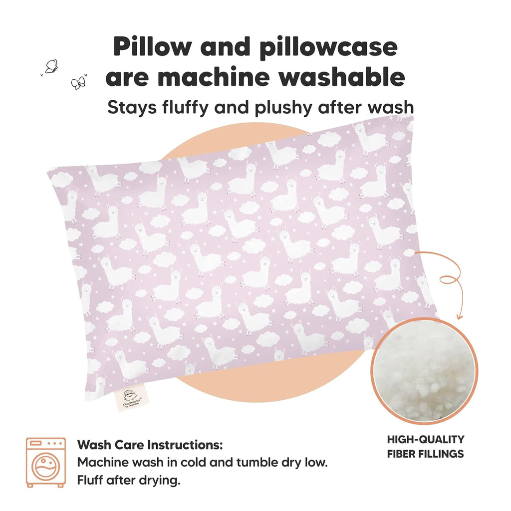 My Little Dreamy Toddler Pillow - 13x18 Organic Cotton Travel Pillowcase | Soft, Breathable & Machine Washable for Ages 2-5 (Alpacas)
