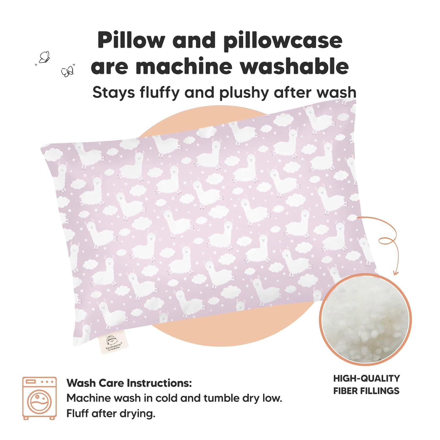 My Little Dreamy Toddler Pillow - 13x18 Organic Cotton Travel Pillowcase | Soft, Breathable & Machine Washable for Ages 2-5 (Alpacas)