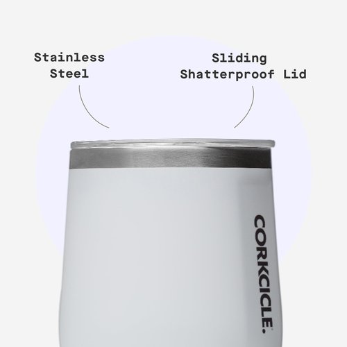 Corkcicle Stemless Wine Tumbler - Keeps Drinks Cold for 6 Hours - Triple-Insulated Stainless Steel - Non-Slip Base - Summer Drinkware Gift - Keeps Drinks Ice Cold - 12 oz - Gloss White