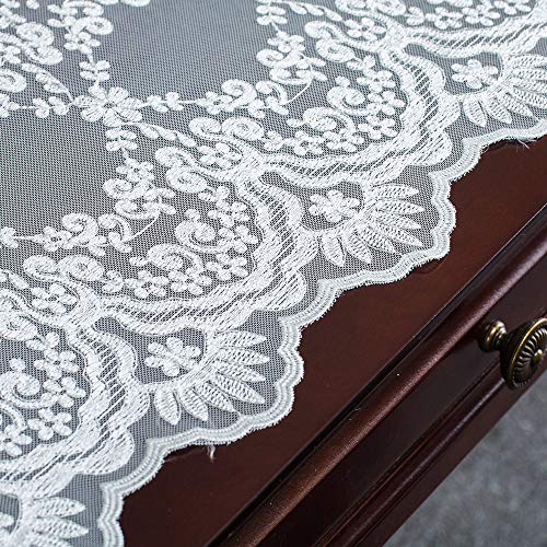 Garden Lace Table Runner 12 x 48 Inch Macrame Embroidered Polyester