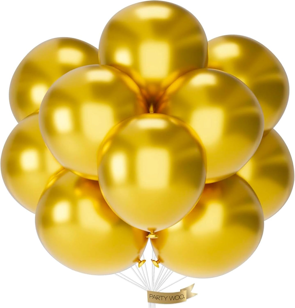 PartyWoo Gold Balloons - 20pcs 18-Inch Latex Helium Balloons for Celebrations & Events | Gold-G101