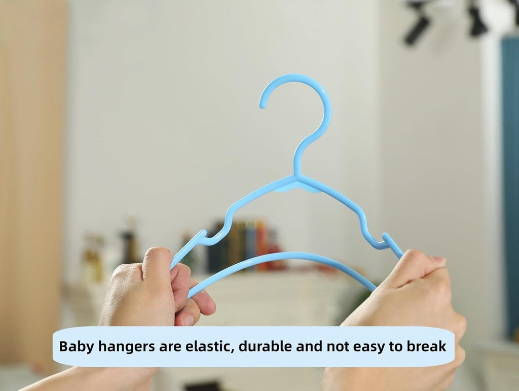 Skiennix 40 Pcs White Baby Nursery Closet Hangers - Non-Slip Infant Pant Hangers for Newborn Clothes