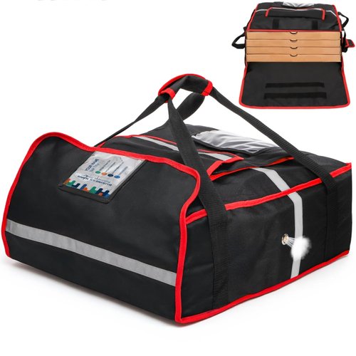 Acshio Insulated Pizza Delivery Bag, 20''L x 20''W x 8''H Professional Thermal Pizza Warmer Bags, Large Heavy Duty Pizza Carrier, Hot Cold Food Delivery Bag for Delivery Bike, Camping